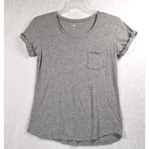 Ana A New Approach Women's Grey Solid Pocket T-Shirt Size Small